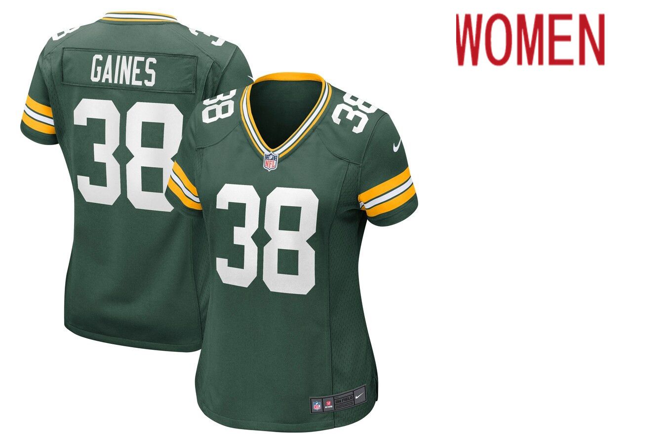 Women Green Bay Packers #38 Innis Gaines Green Nike Game NFL Jersey->women nfl jersey->Women Jersey